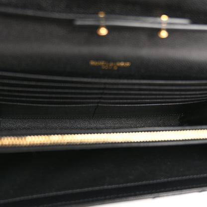 Saint Laurent Grain De Poudre Matelasse Chevron Monogram Chain Wallet Black 5 of 9