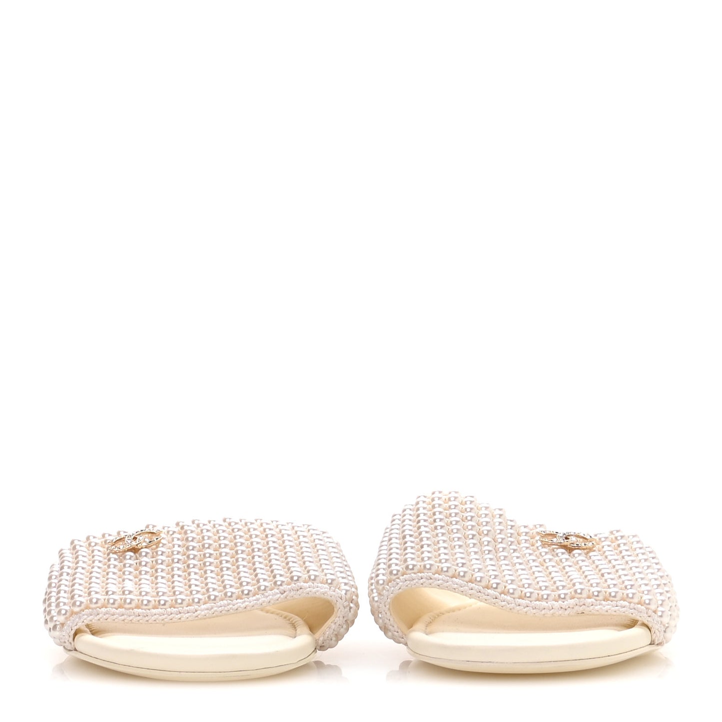 Pearl Crystal CC Mules Sandals 39 Ivory