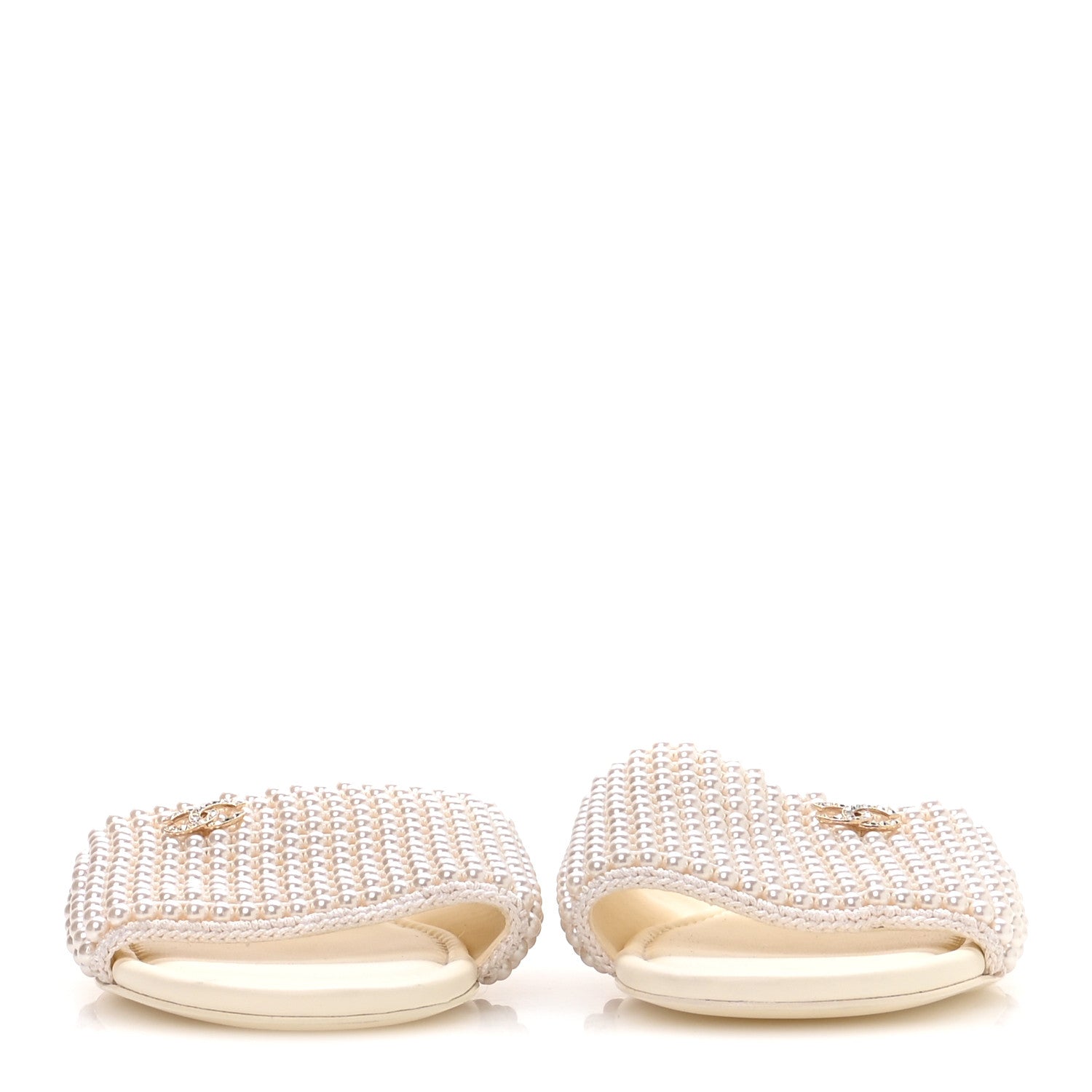 Chanel Pearl Crystal CC Mules Sandals 39 Ivory 3 of 8