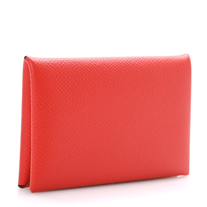 Hermes Epsom Calvi Card Case Rouge De Coeur 3 of 9