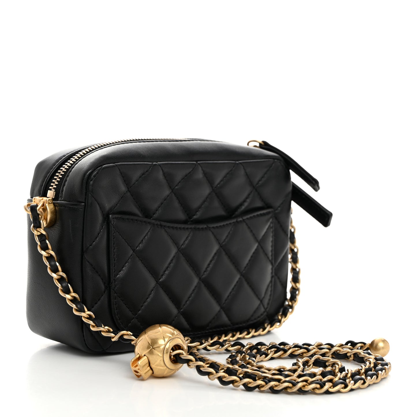 Lambskin Quilted CC Pearl Crush Camera Case Black