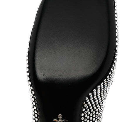 Prada Satin Crystal Metal Triangle Logo 45mm Block Heel Loafers 37.5 Cristal 8 of 10