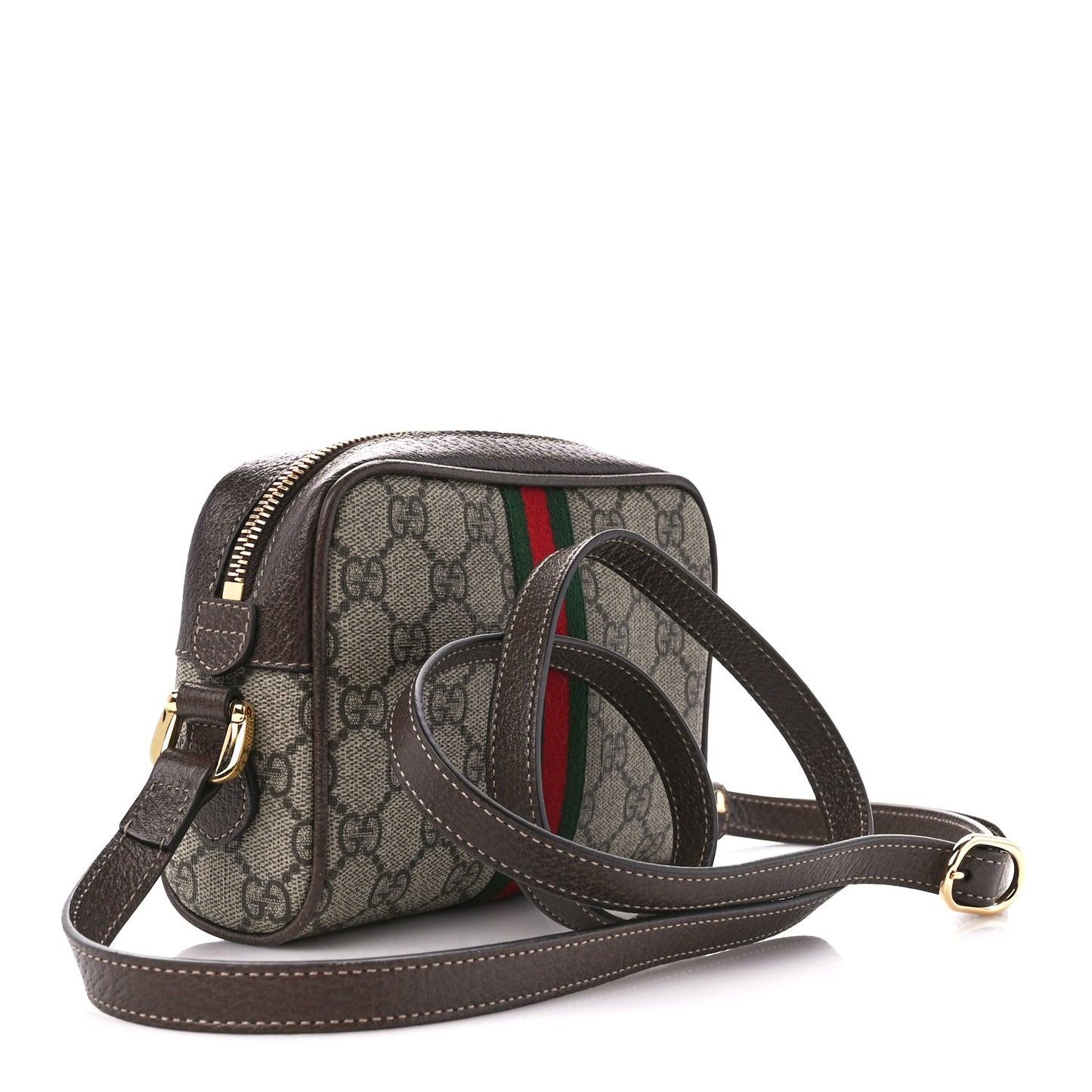 GG Supreme Monogram Web Mini Ophidia Shoulder Bag Brown
