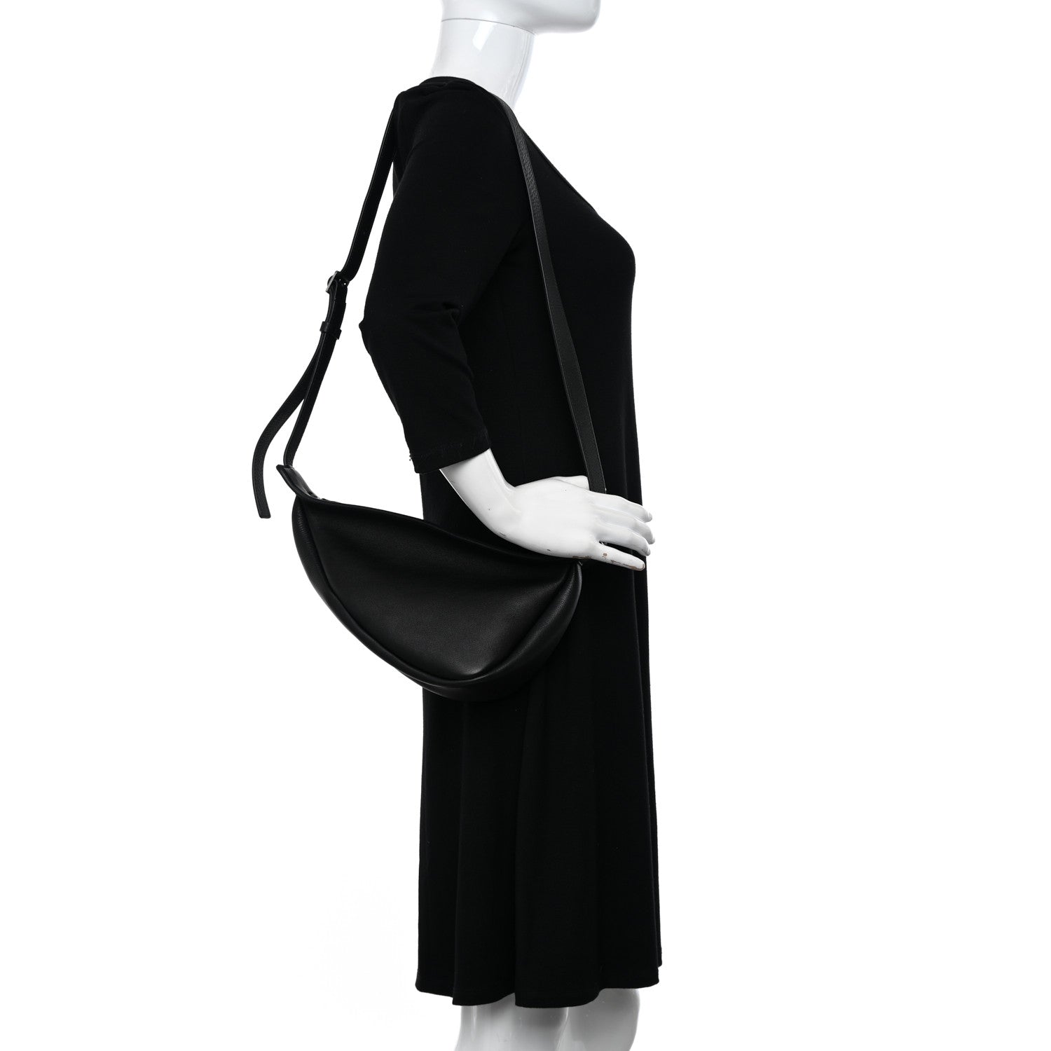 The Row Smooth Calfskin Small Slouchy Banana Bag Black 2 of 9