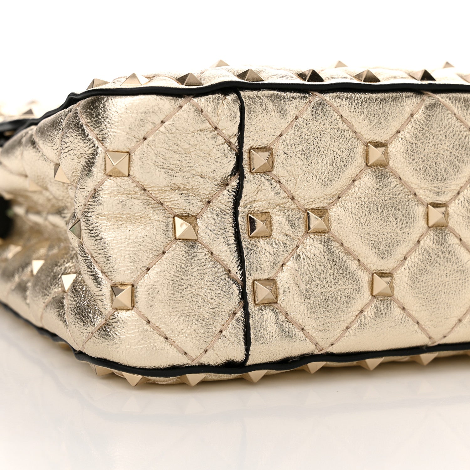 Valentino Garavani Metallic Wrinkled Lambskin Medium Rockstud Spike Shoulder Bag Mekong 8 of 11