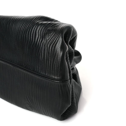 Bottega Veneta Bark Calfskin Embossed The Pouch Oversized Clutch Black 9 of 9
