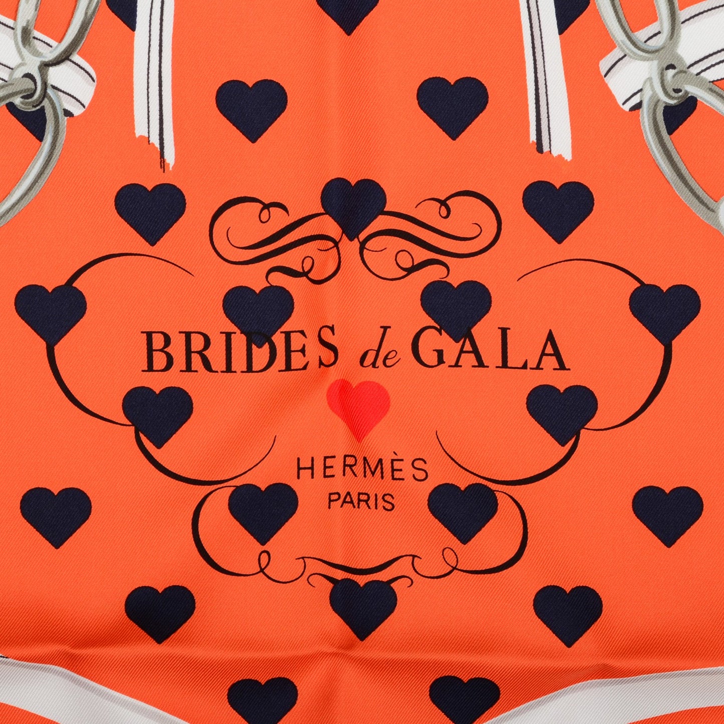 Silk Bride De Gala Love Scarf 90 Orange Marine White