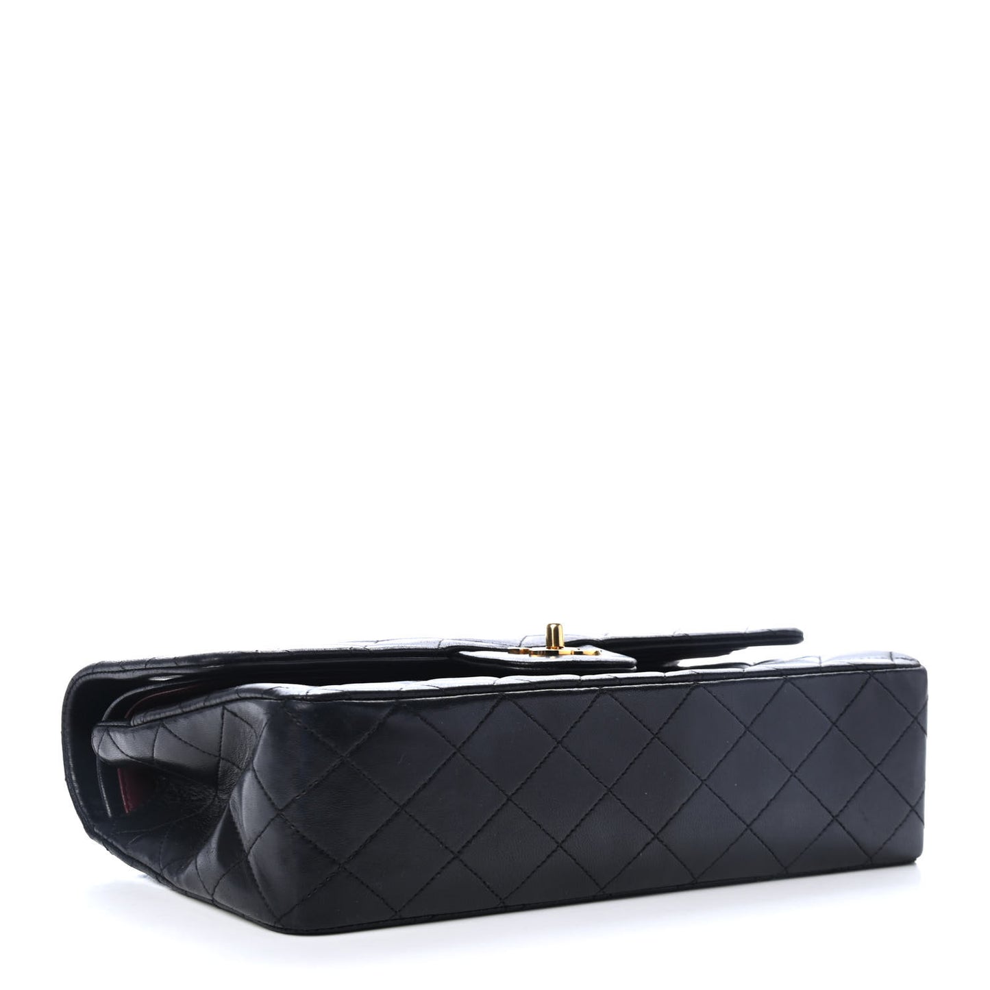 Lambskin Quilted Medium Double Flap Black