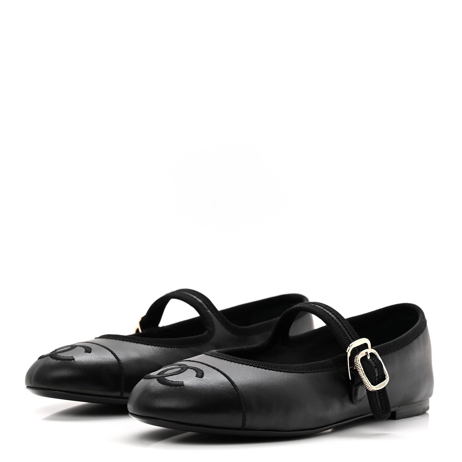 Chanel Lambskin Mary Jane Flats 37.5 Black 4 of 10