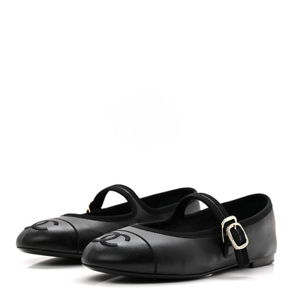 Chanel Lambskin Mary Jane Flats 37.5 Black 4 of 10