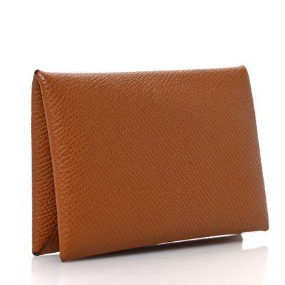 Hermes Epsom Calvi Card Case Gold 3 of 6