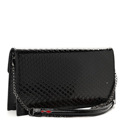 Christian Louboutin Patent Embossed Python Loubi54 Crossbody Clutch Black 3 of 10
