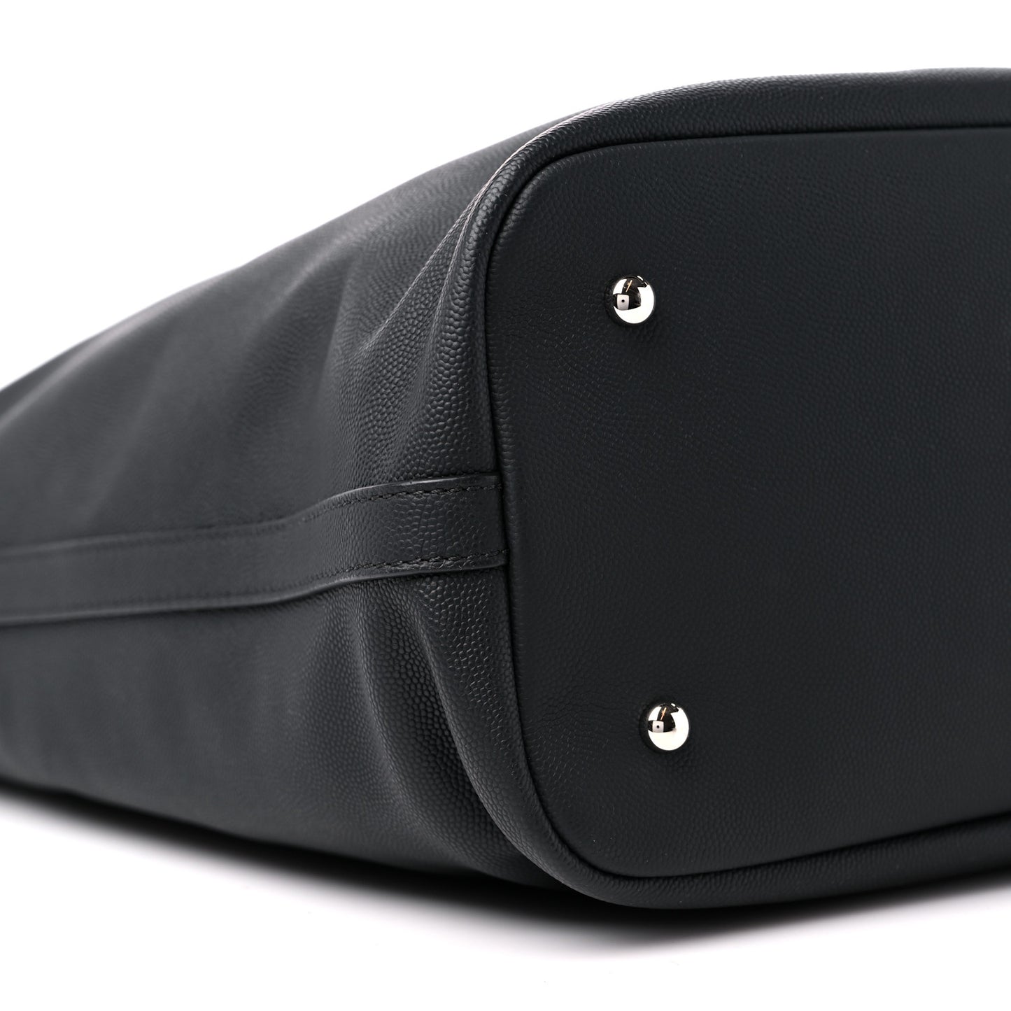 Grained Calfskin Large Coco Eyelets Shopping Tote Black