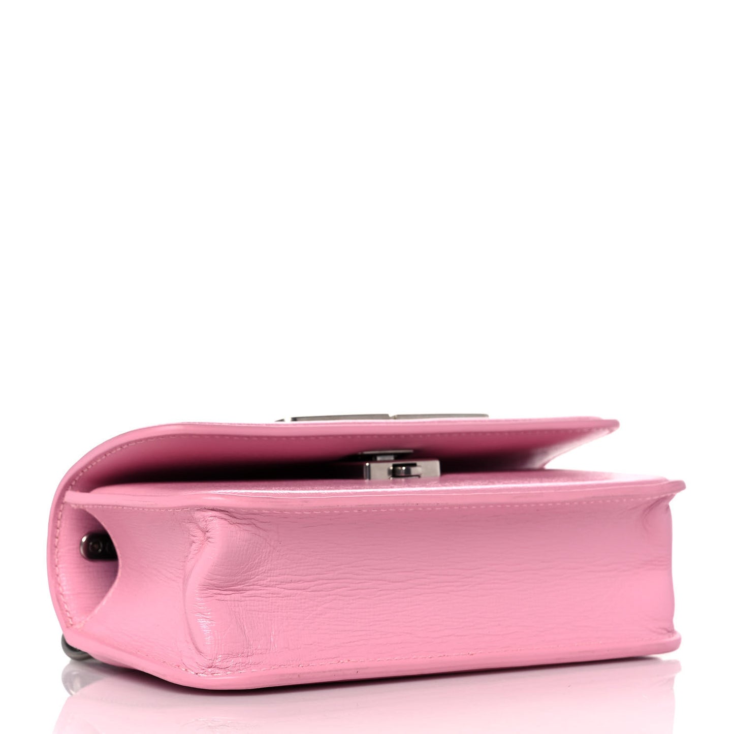 Calfskin Stripe Embossed Gossip Chain Bag XS Candy Pink