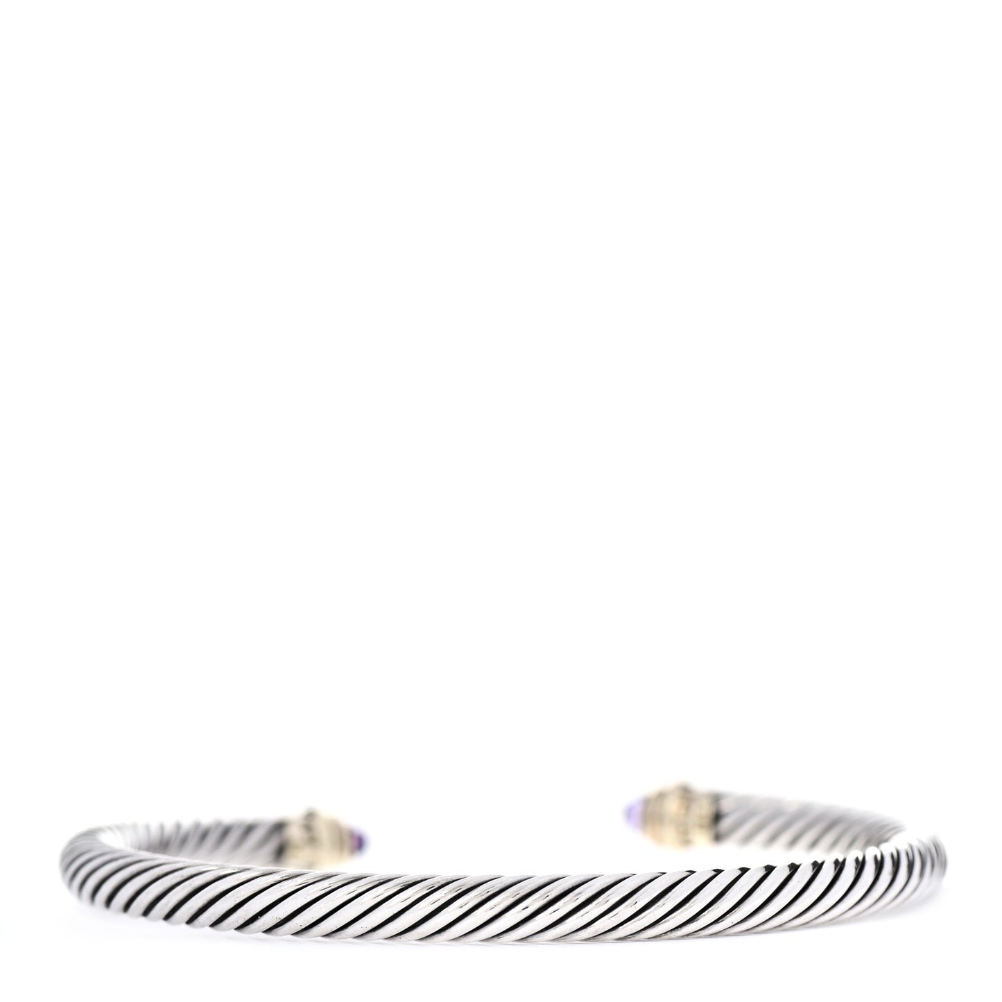 Sterling Silver 14K Yellow Gold Amethyst 5mm Cable Classics Petite Color Bracelet