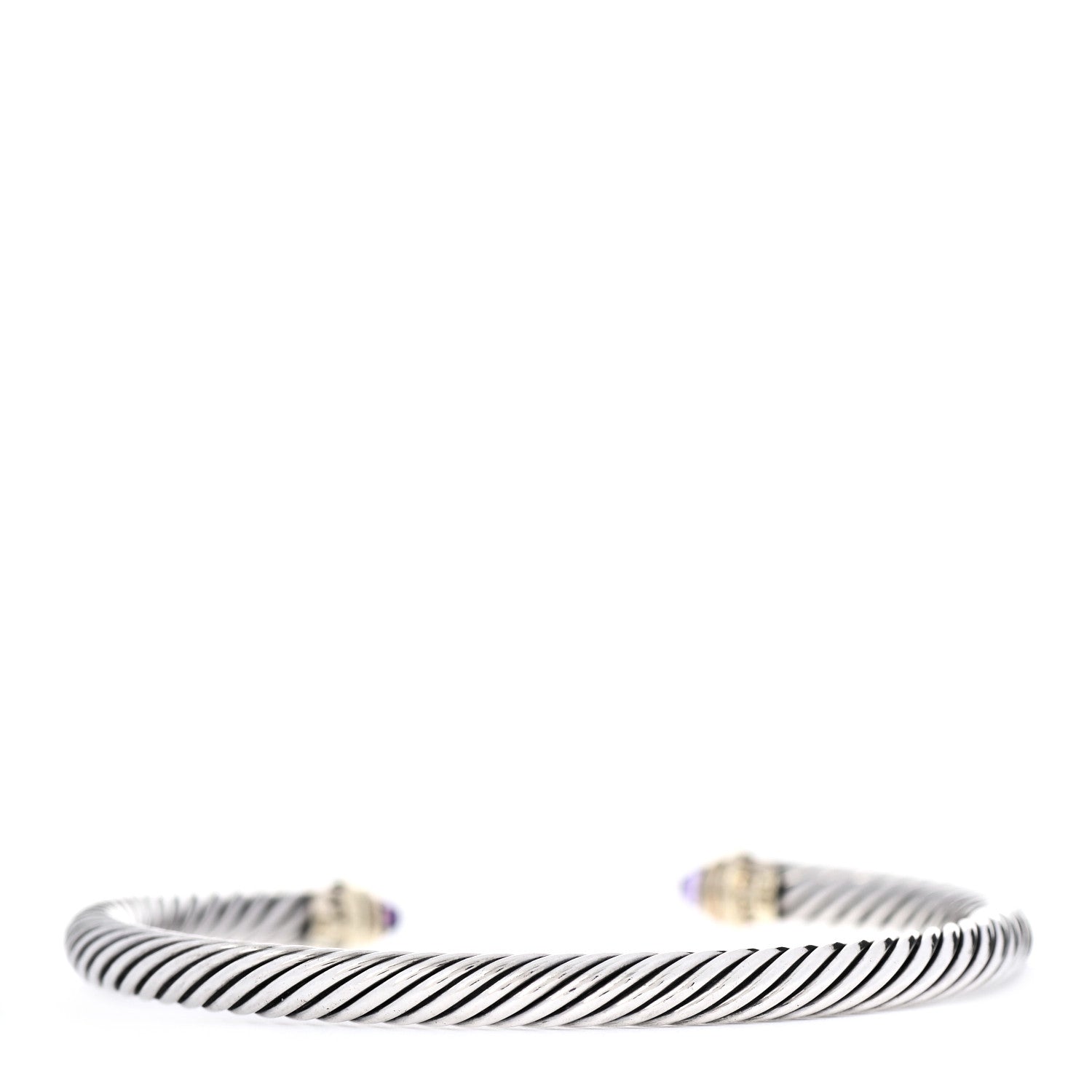 David Yurman Sterling Silver 14K Yellow Gold Amethyst 5mm Cable Classics Petite Color Bracelet 3 of 4