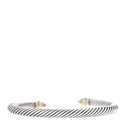 David Yurman Sterling Silver 14K Yellow Gold Amethyst 5mm Cable Classics Petite Color Bracelet 3 of 4