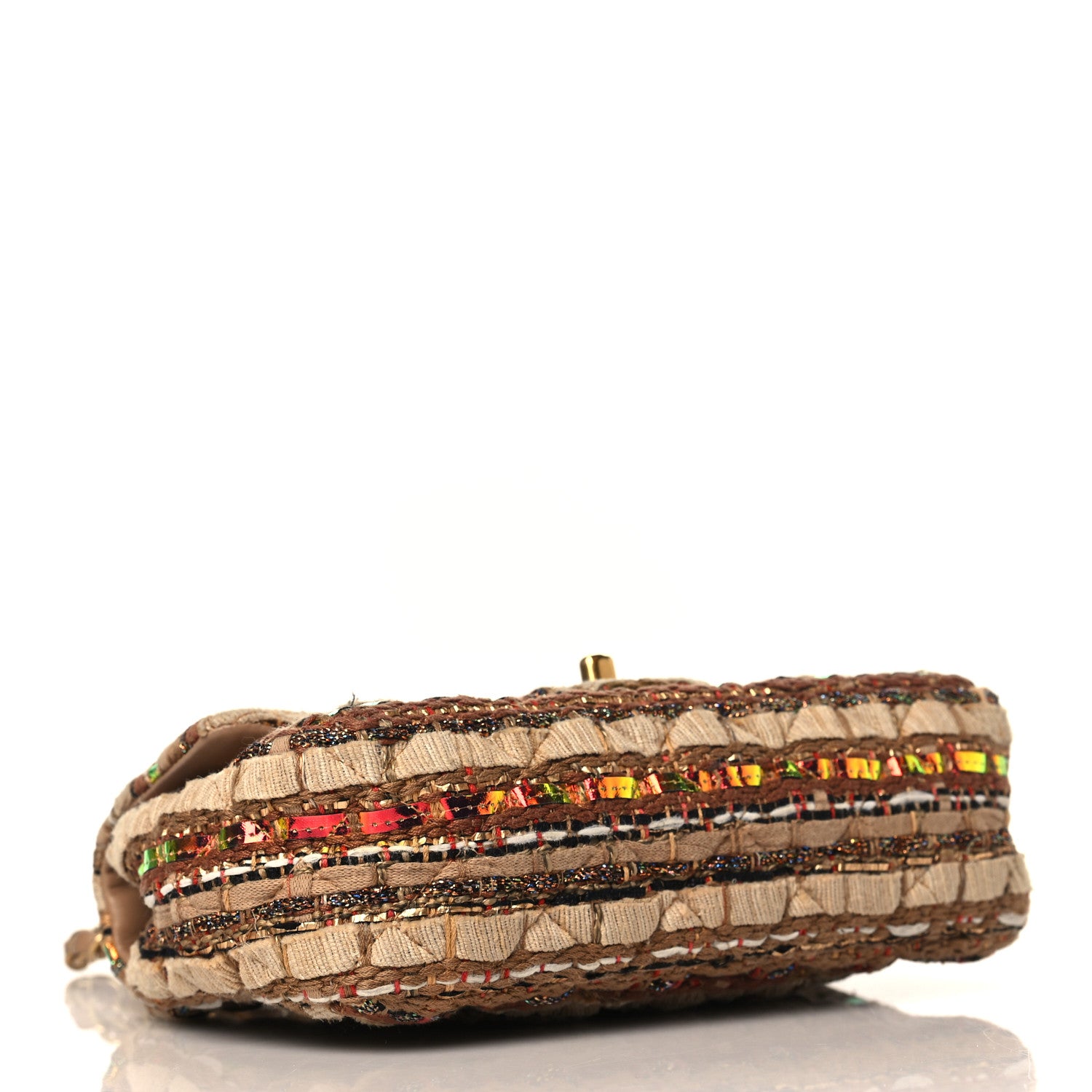 Chanel Iridescent Tweed Lambskin Mini Rectangular Flap Dark Beige 4 of 9