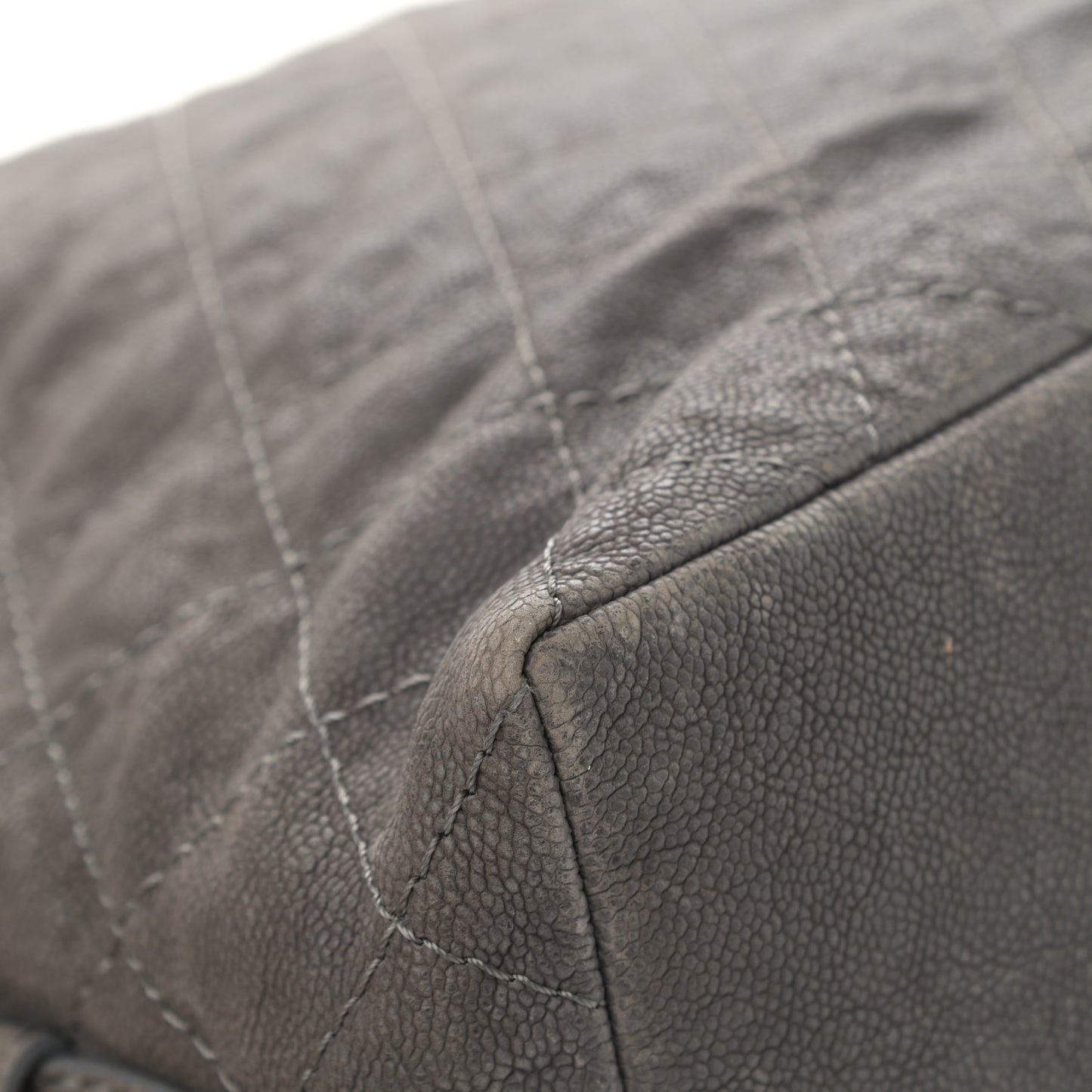 Iridescent Caviar Quilted Boy Handle Hobo Dark Grey