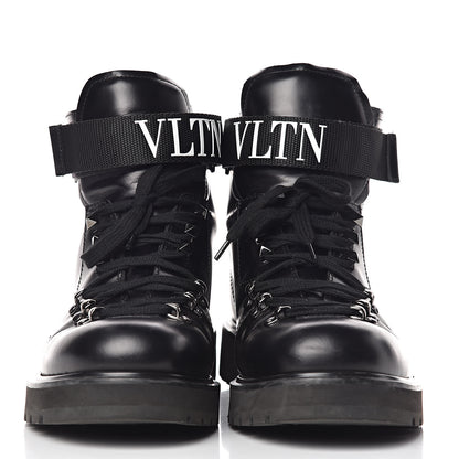 Valentino Garavani Calfskin Mens Rockstud VLTN Lace Up Boots 42 Black 2 of 8