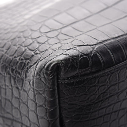 Saint Laurent Calfskin Crocodile Embossed Bold Shopper Tote Black 9 of 12