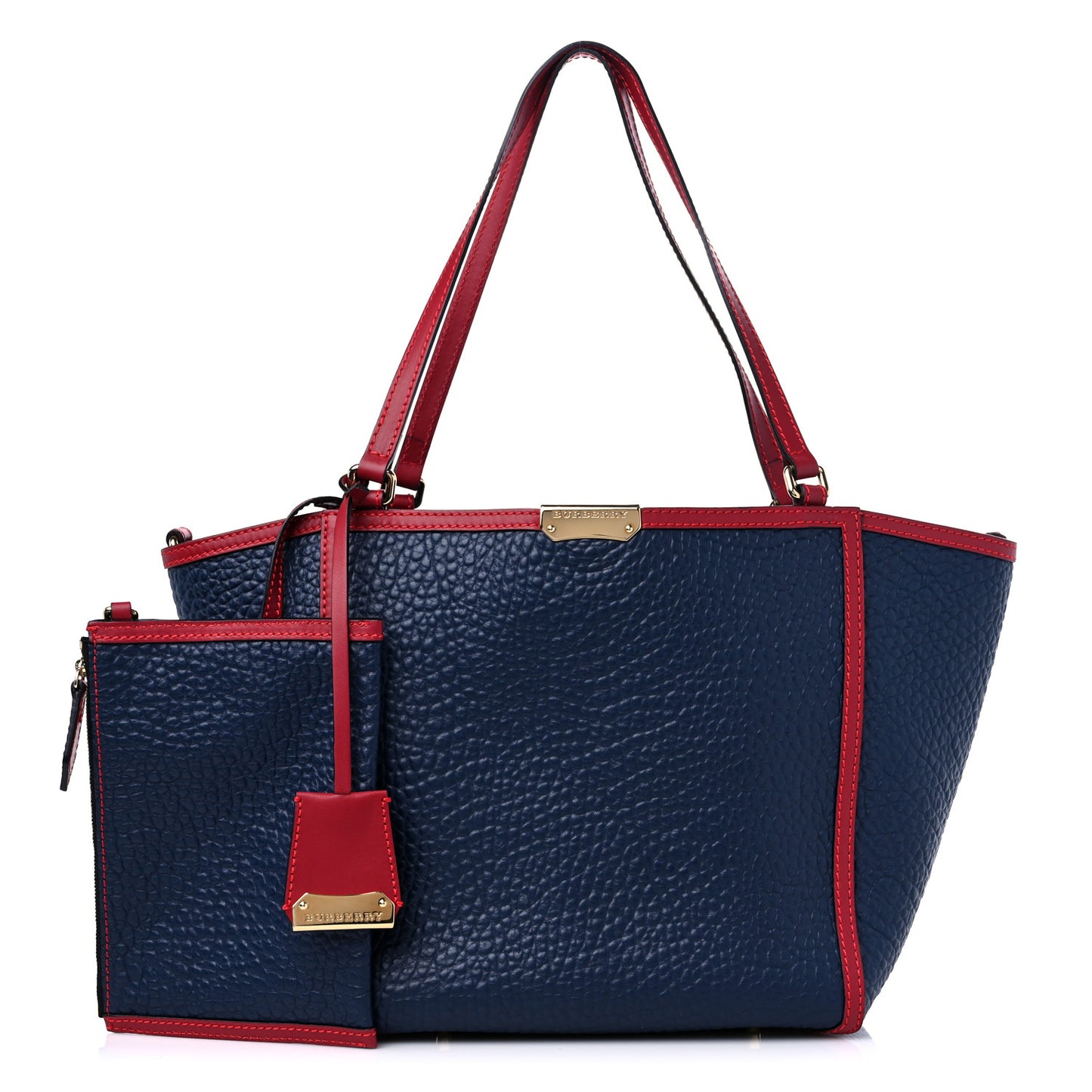 Grain Calfskin Small Canterbury Tote Parade Blue Carbon Red
