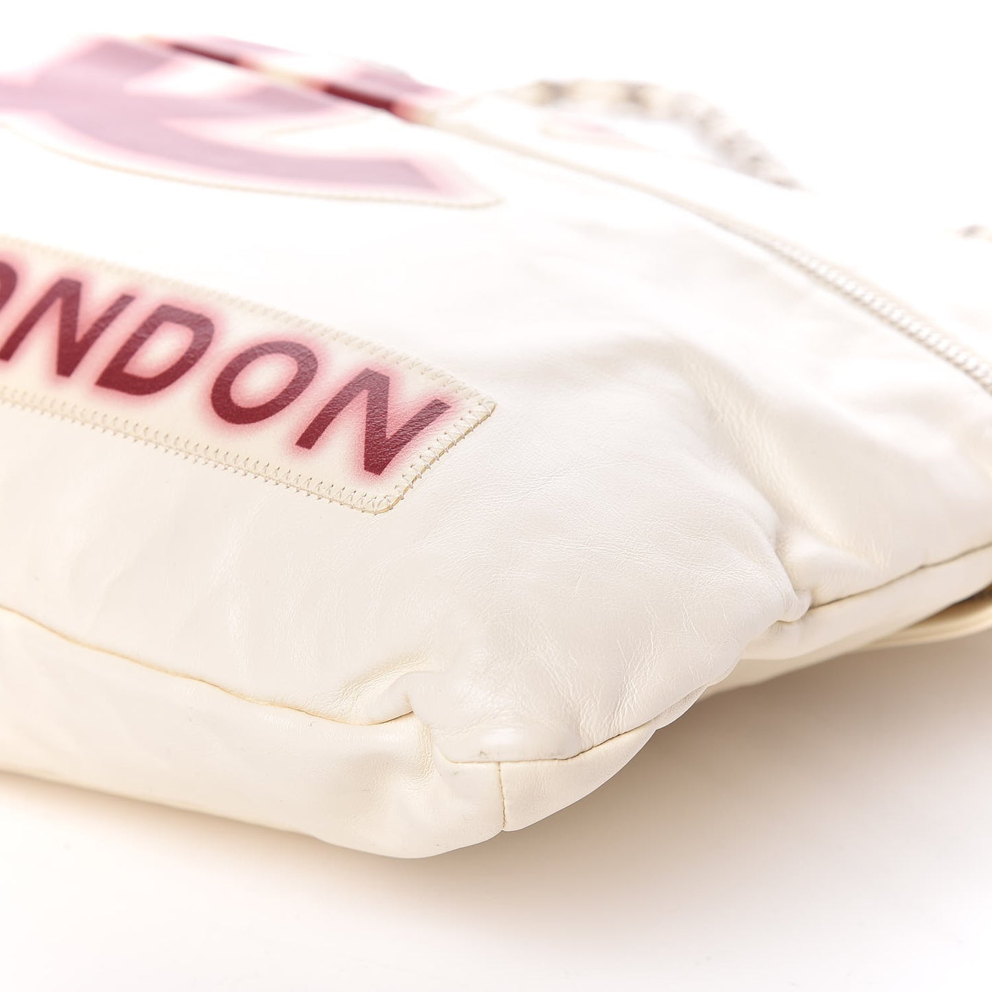 Calfskin Large Expandable Paris London Tote Bag White