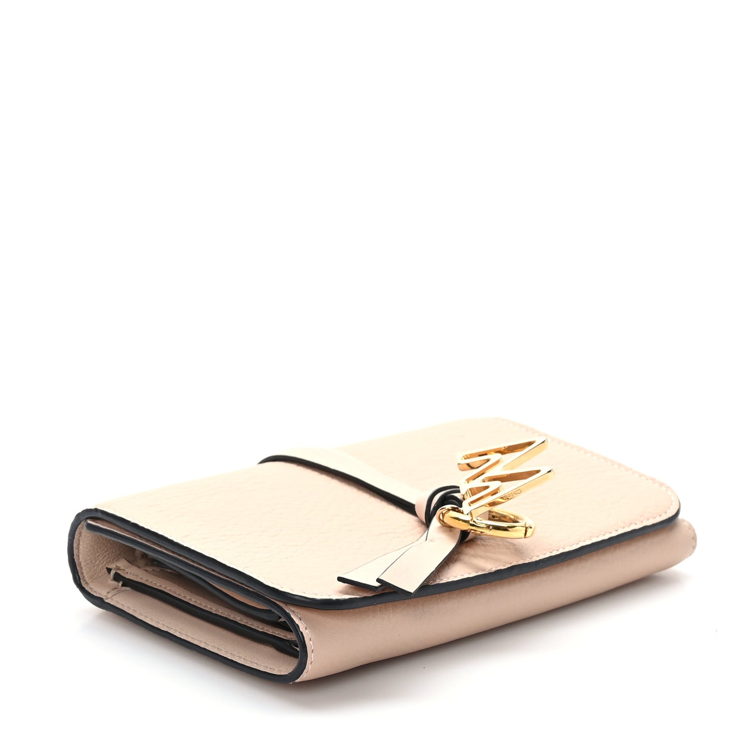 Calfskin Alphabet Compact Wallet Blush Nude