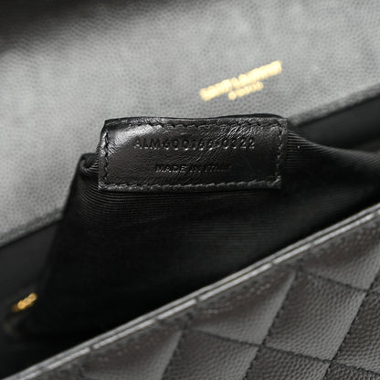 Saint Laurent Grain De Poudre Textured Mixed Matelasse Large Triquilt Monogram Satchel Black 7 of 10