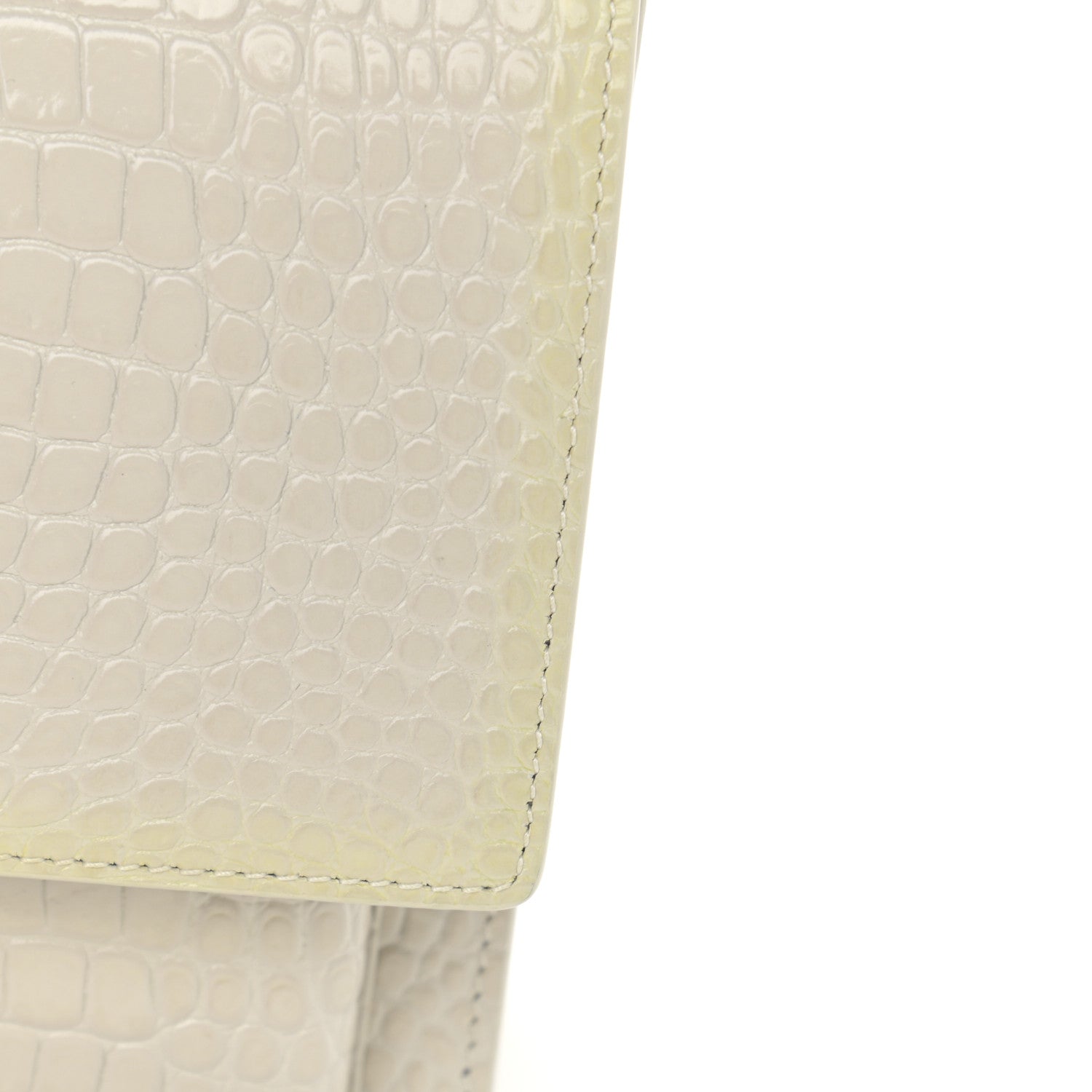Saint Laurent Calfskin Crocodile Embossed Medium Monogram Sunset Blanc Vintage 14 of 15