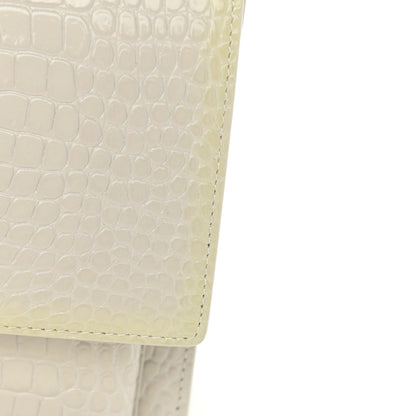 Saint Laurent Calfskin Crocodile Embossed Medium Monogram Sunset Blanc Vintage 14 of 15