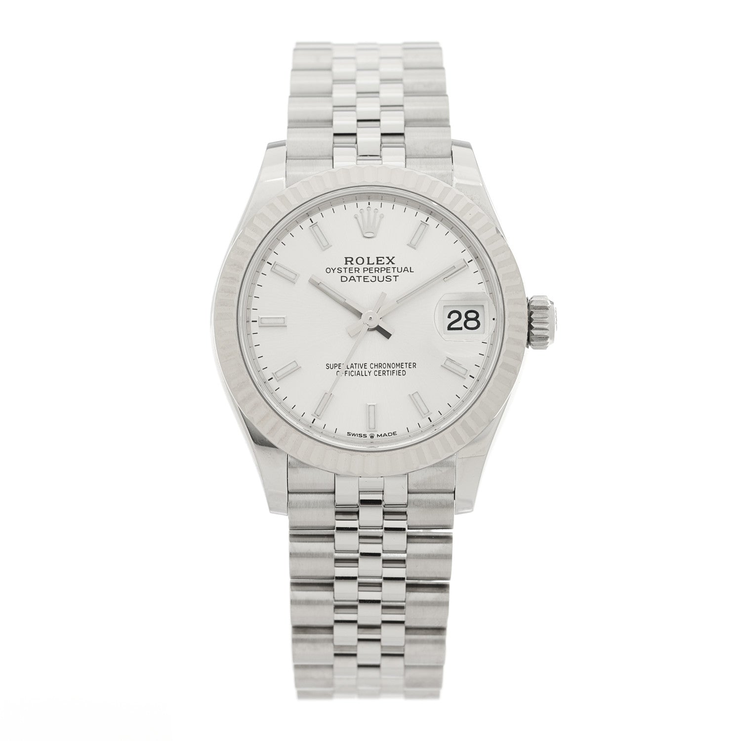 Rolex Stainless Steel 18K White Gold 31mm Oyster Perpetual Datejust Watch Silver 278274 1 of 5