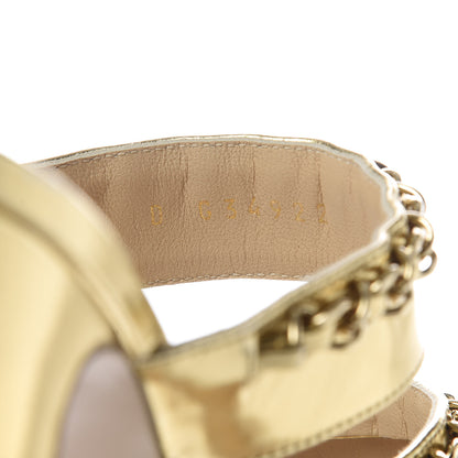 Chanel Laminated Lambskin Chain CC Mule Sandals 39 Gold 9 of 9