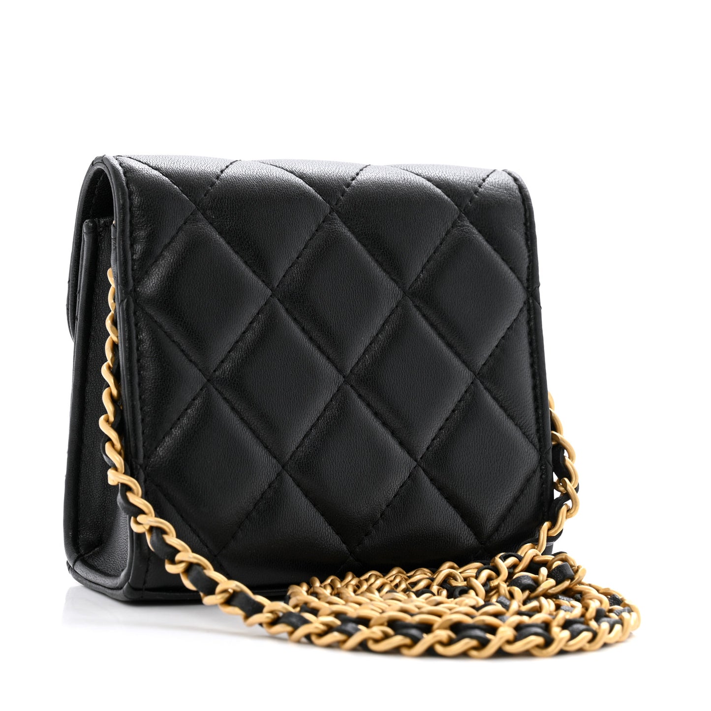 Lambskin Plexiglass Quilted Coco Love Clutch With Chain Black