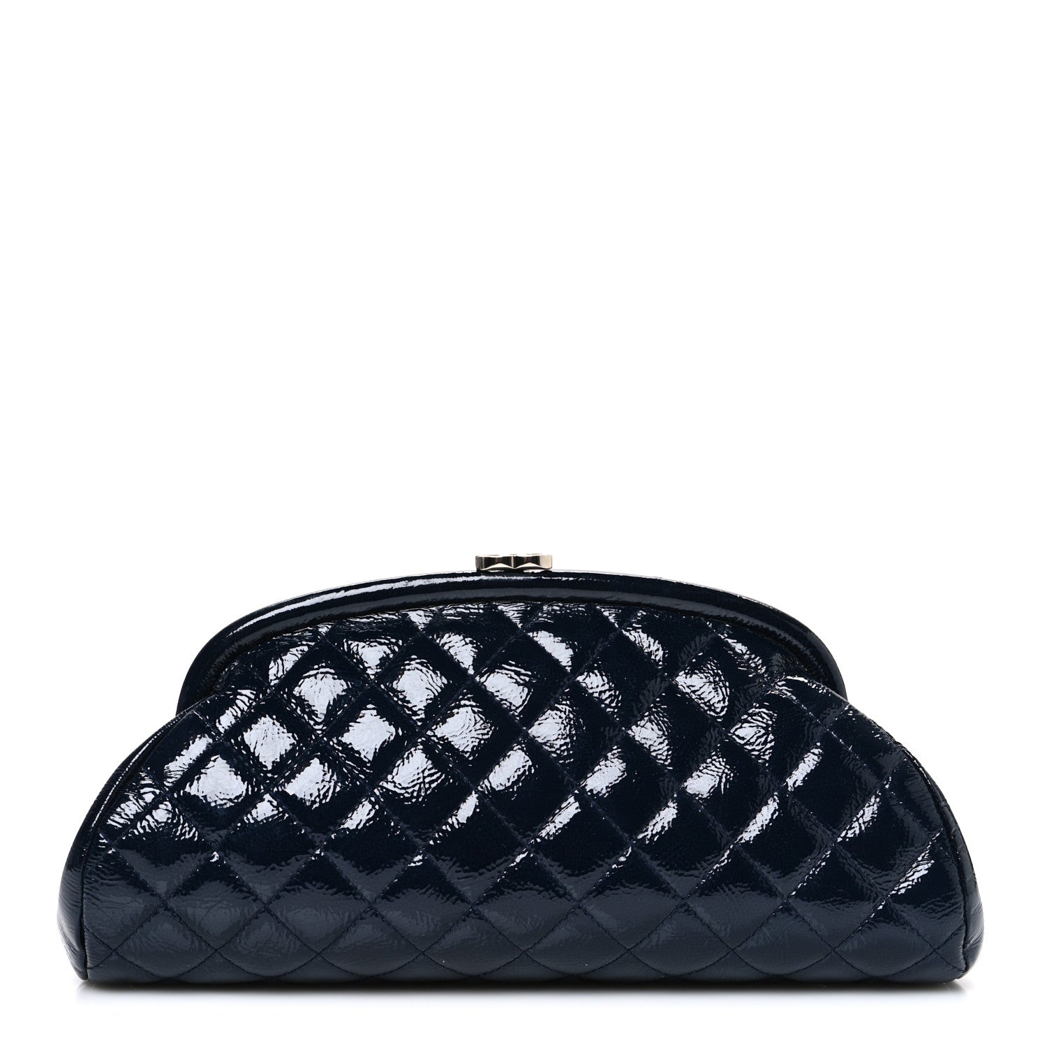 Chanel Distressed Patent Quilted Timeless Clutch Navy Blue 1 of 7