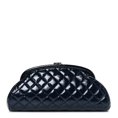 Chanel Distressed Patent Quilted Timeless Clutch Navy Blue 1 of 7