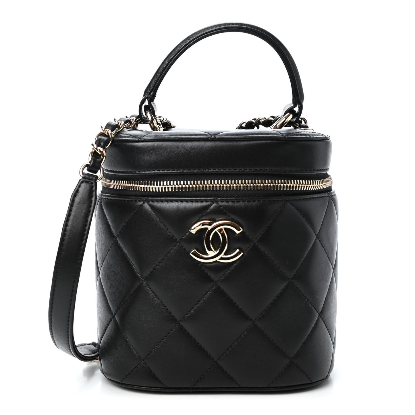 Lambskin Quilted Trendy Vanity Case Black