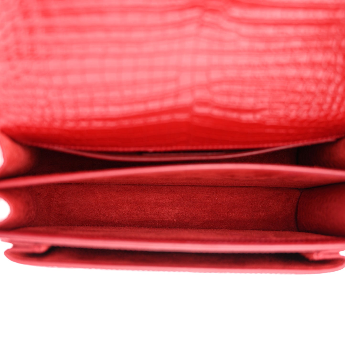 Calfskin Crocodile Embossed Medium Monogram Sunset Rouge Eros