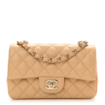 Chanel Lambskin Quilted Mini Rectangular Flap Beige 1 of 10
