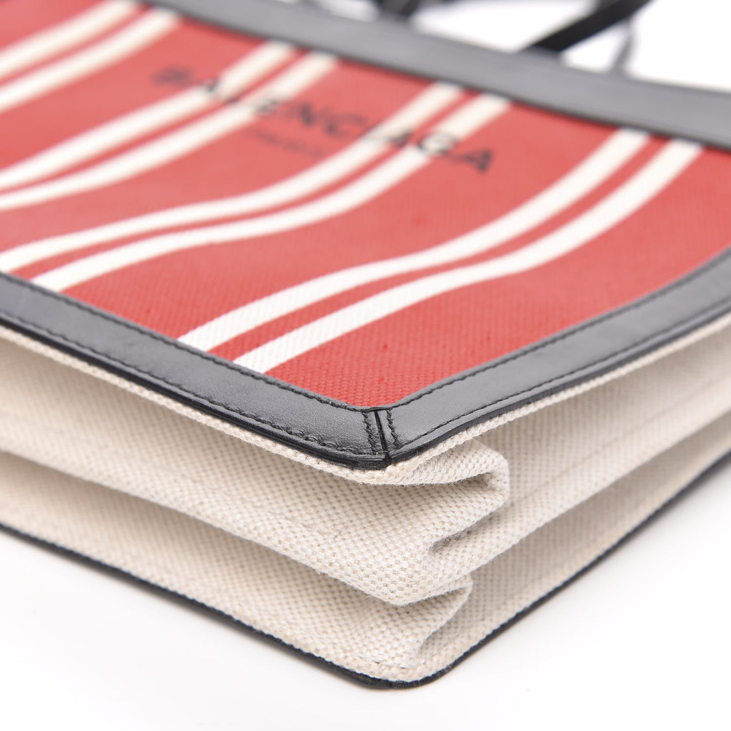 Cotton Canvas Striped Pochette Crossbody Bag Red