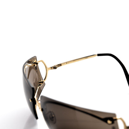 Cartier Rimless Shield Sunglasses Gold 6 of 8