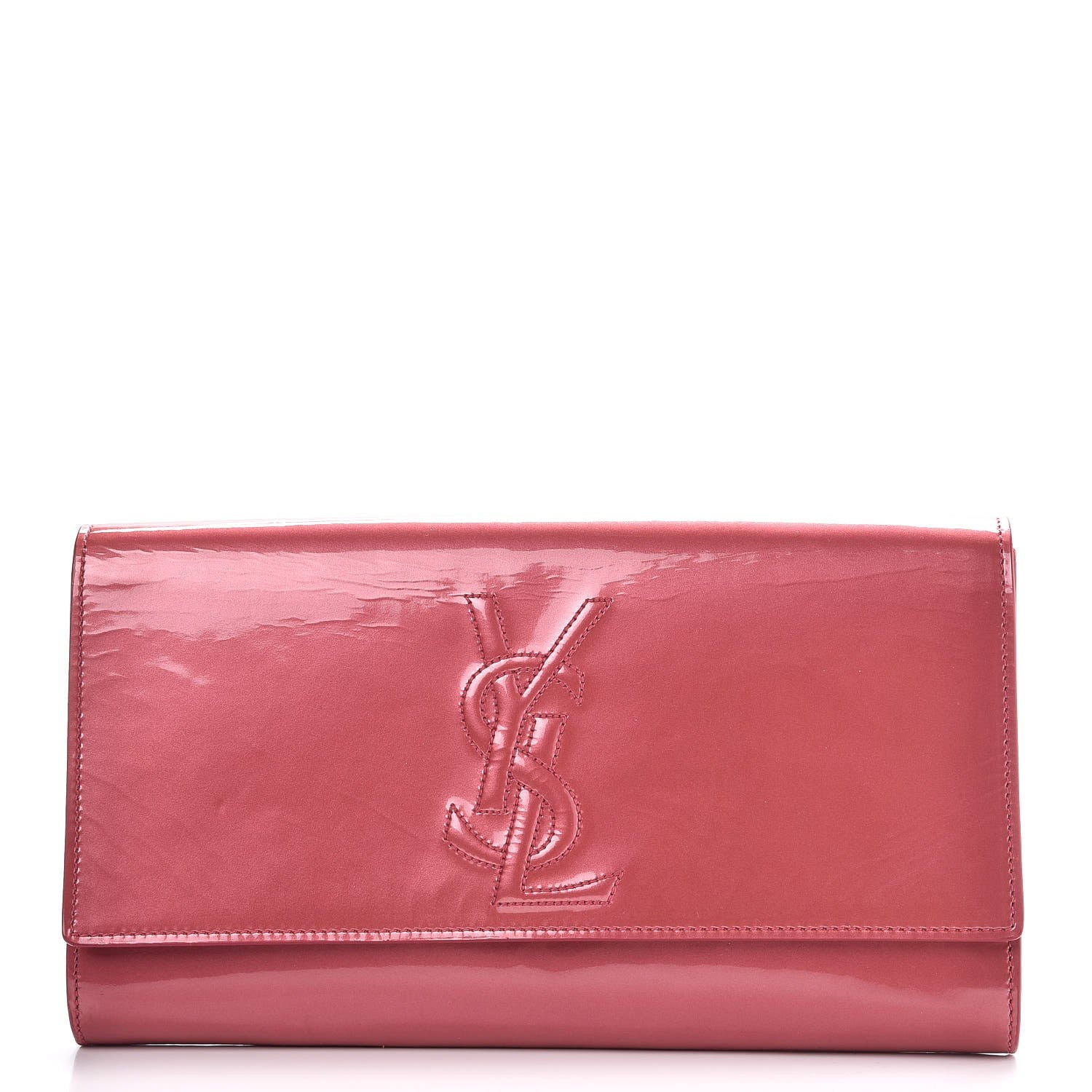 Saint Laurent Patent Large Belle De Jour Clutch Pink 1 of 10