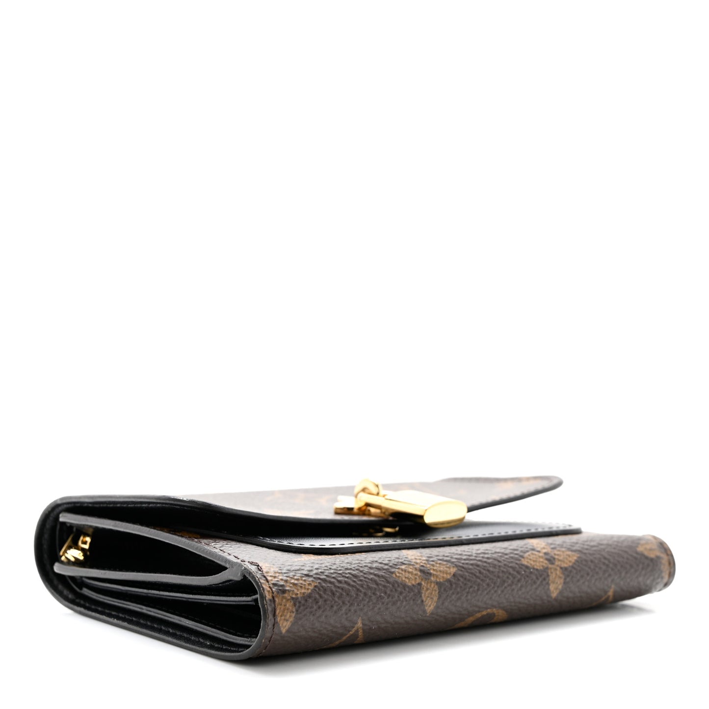 Monogram Flower Lock Compact Wallet Black