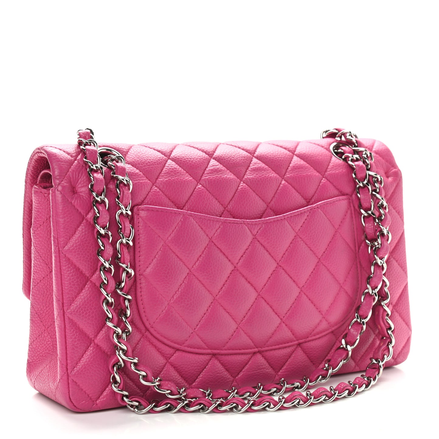 Caviar Quilted Medium Double Flap Dark Pink