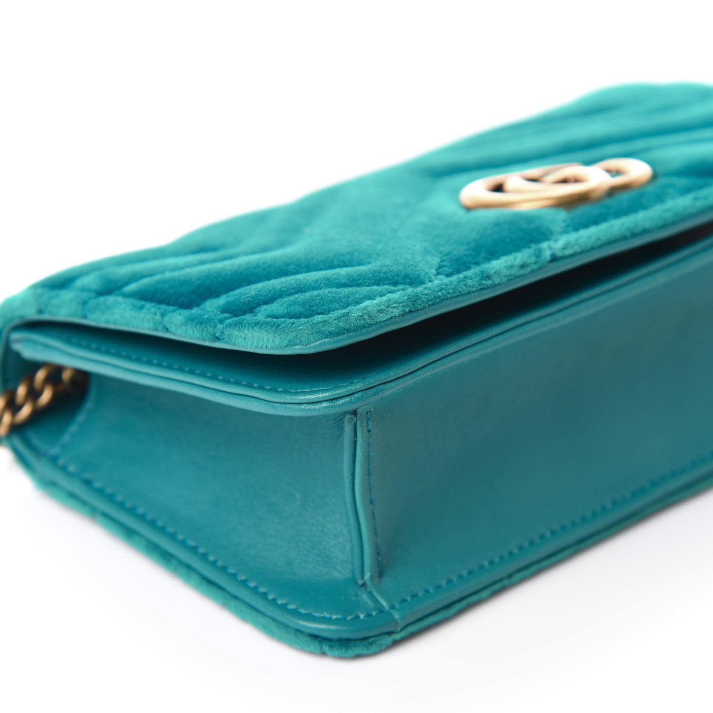 Velvet Matelasse GG Marmont Mini Bag Pavone Cyan