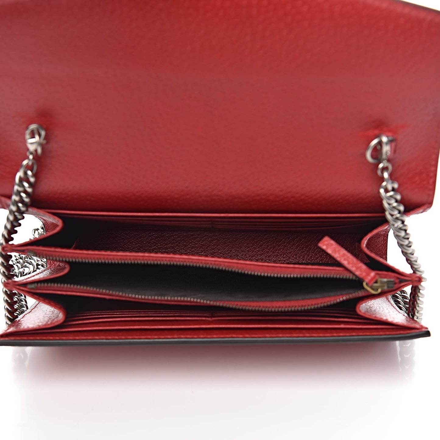 Calfskin Web Mini Dionysus Chain Wallet Hibiscus Red