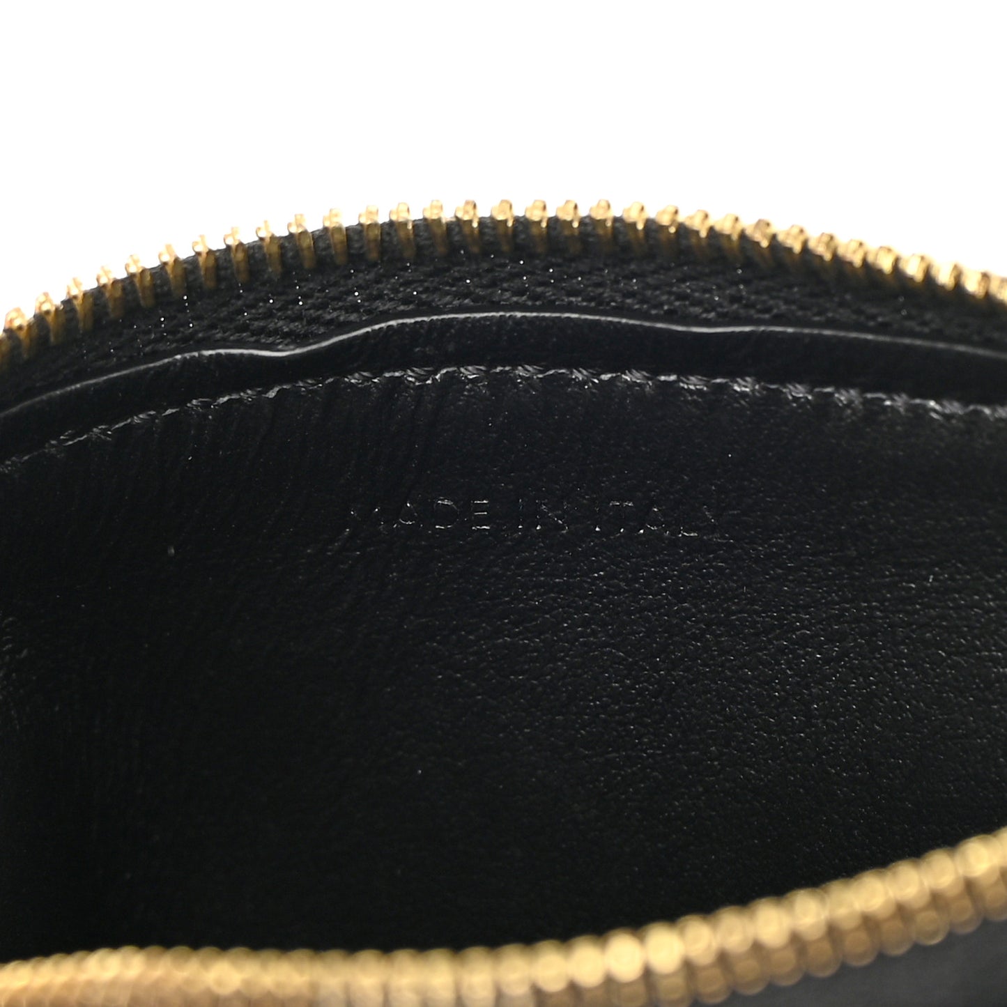 Smooth Calfskin Triomphe Embossed Coin and Card Pouch Black