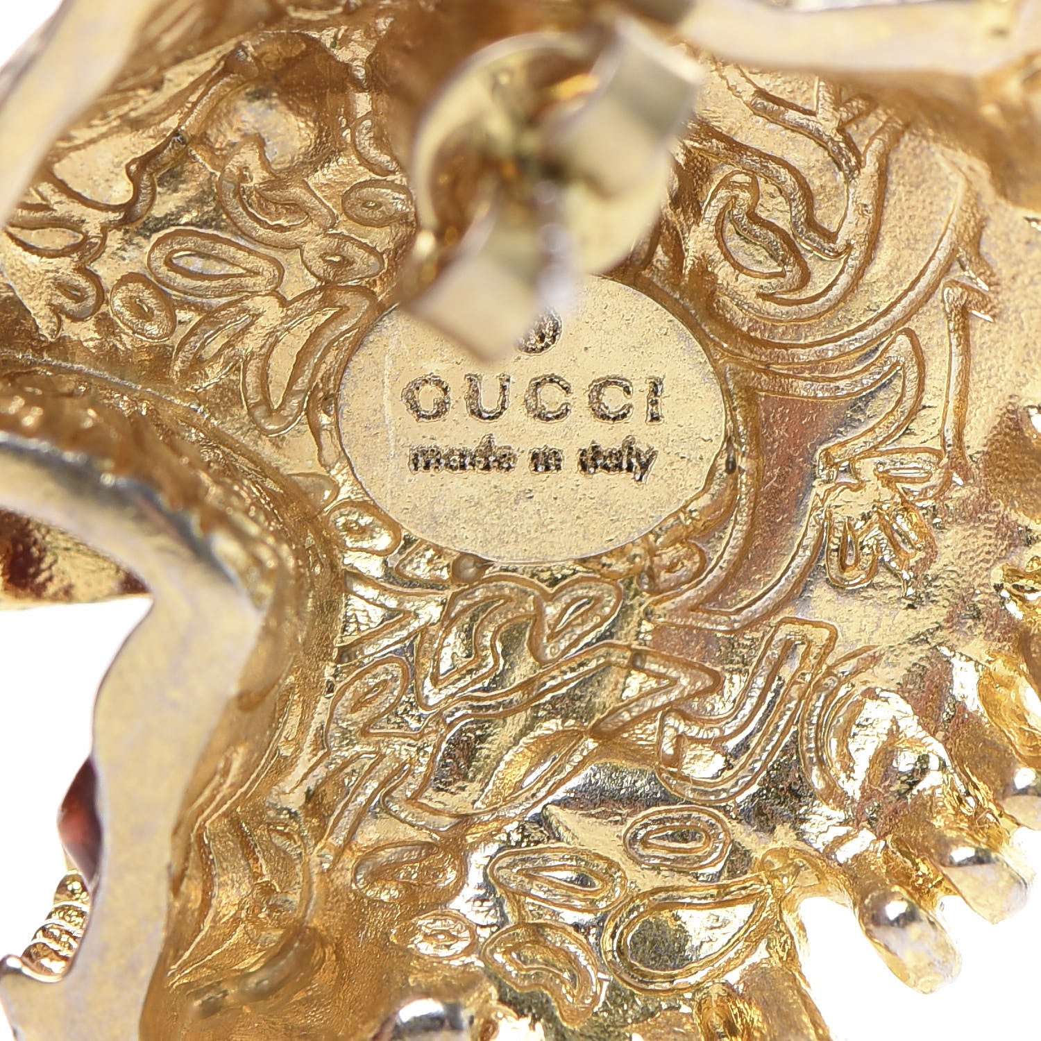 Gucci Crystal Enamel Tiger Head Earrings Gold 3 of 4