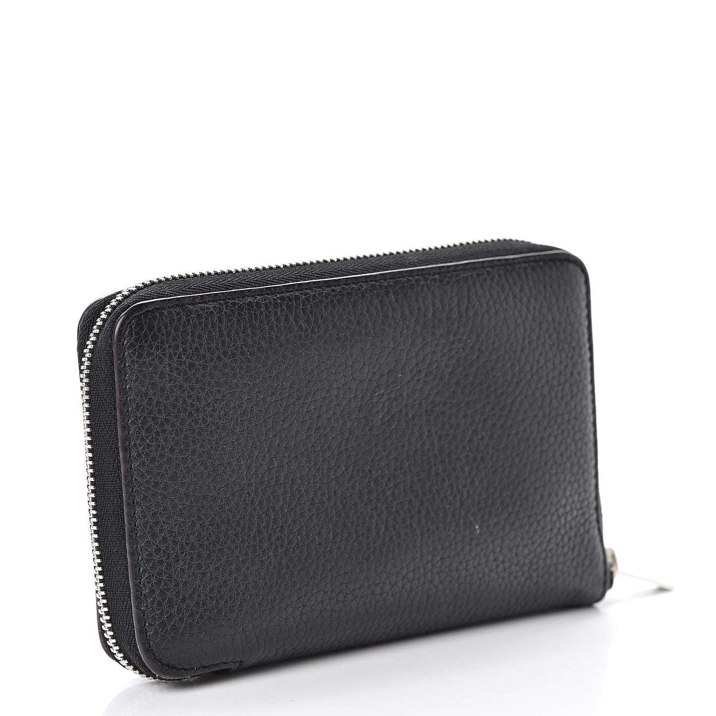 Drummed Calfskin Zip Around Multifunction Wallet Black Citron
