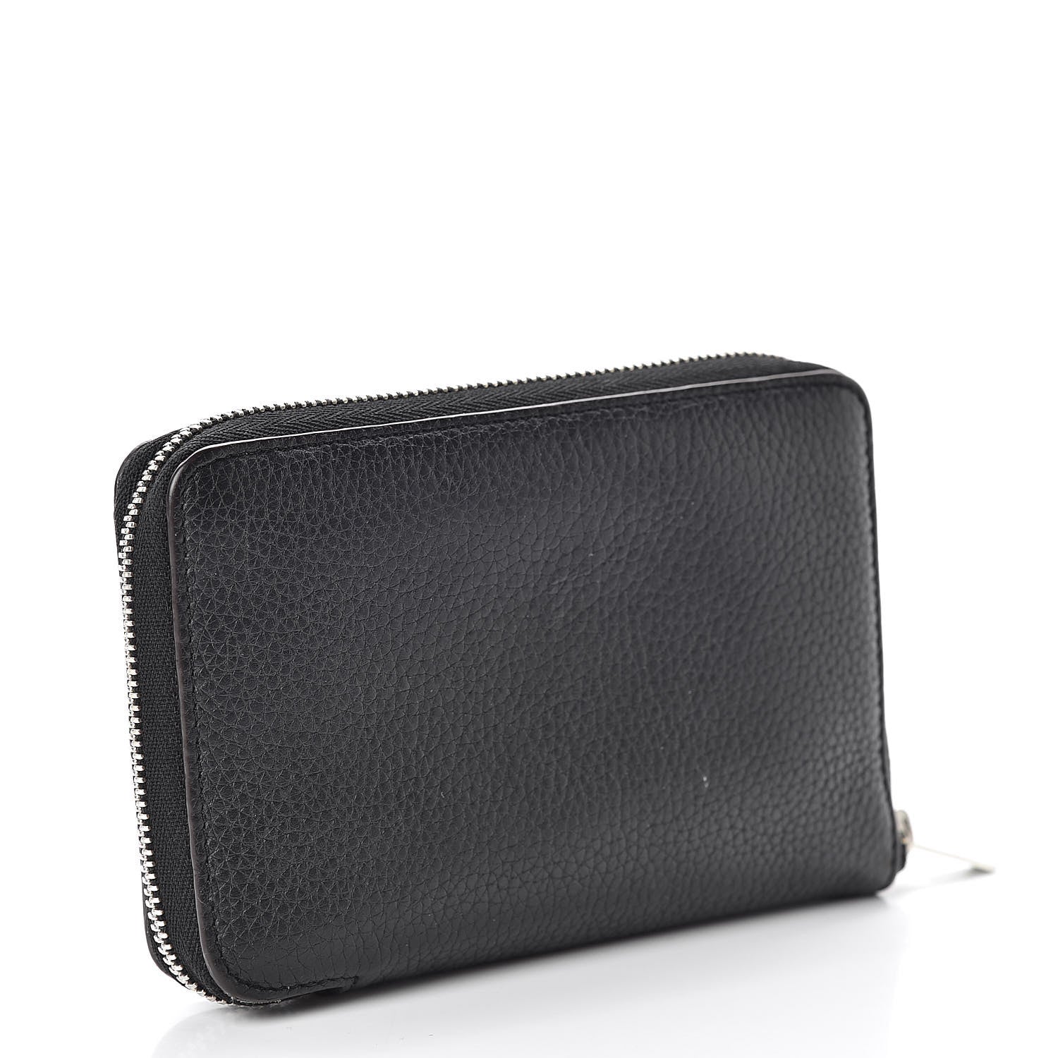 Celine Drummed Calfskin Zip Around Multifunction Wallet Black Citron 3 of 15